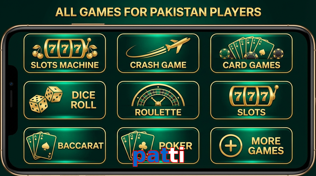 Main screen of Patti games page for PK players